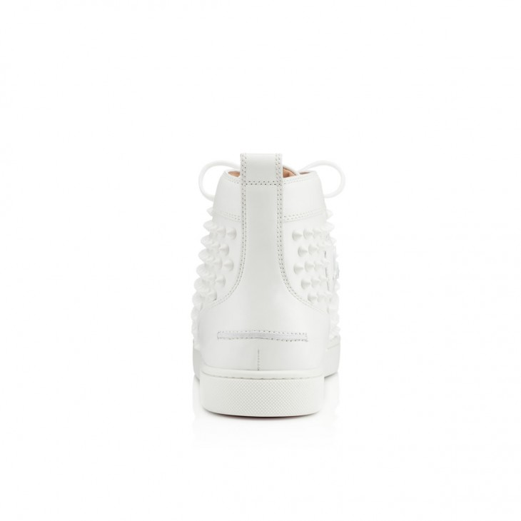 Christian Louboutin Louis Spikes Sneakers - Calf leather And Spikes - White - FashionPlug