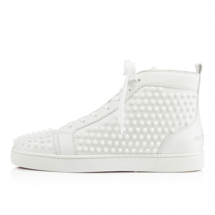 Christian Louboutin Louis Spikes Sneakers - Calf leather And Spikes - White - FashionPlug