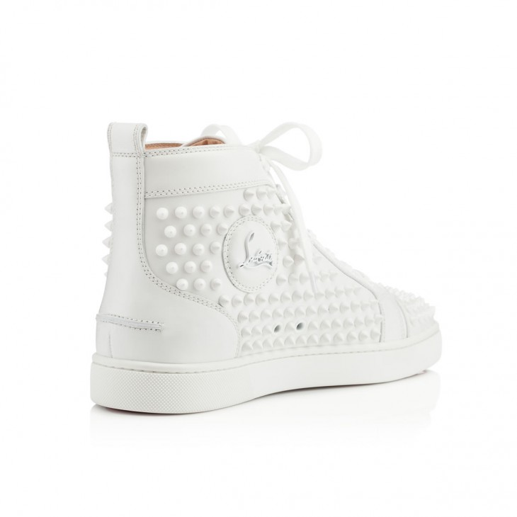Christian Louboutin Louis Spikes Sneakers - Calf leather And Spikes - White - FashionPlug