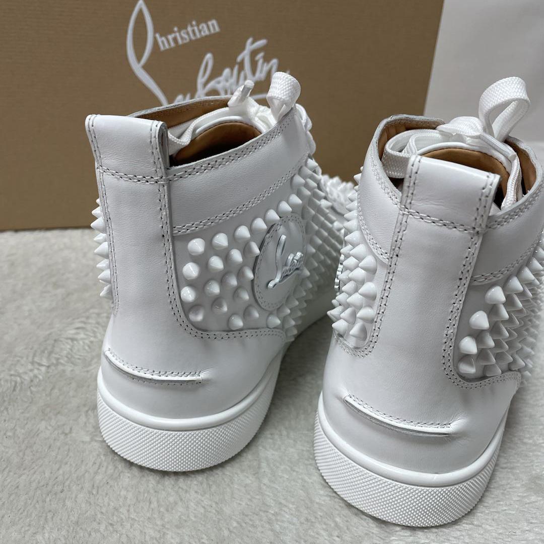 Christian Louboutin Louis Spikes Sneakers - Calf leather And Spikes - White - FashionPlug
