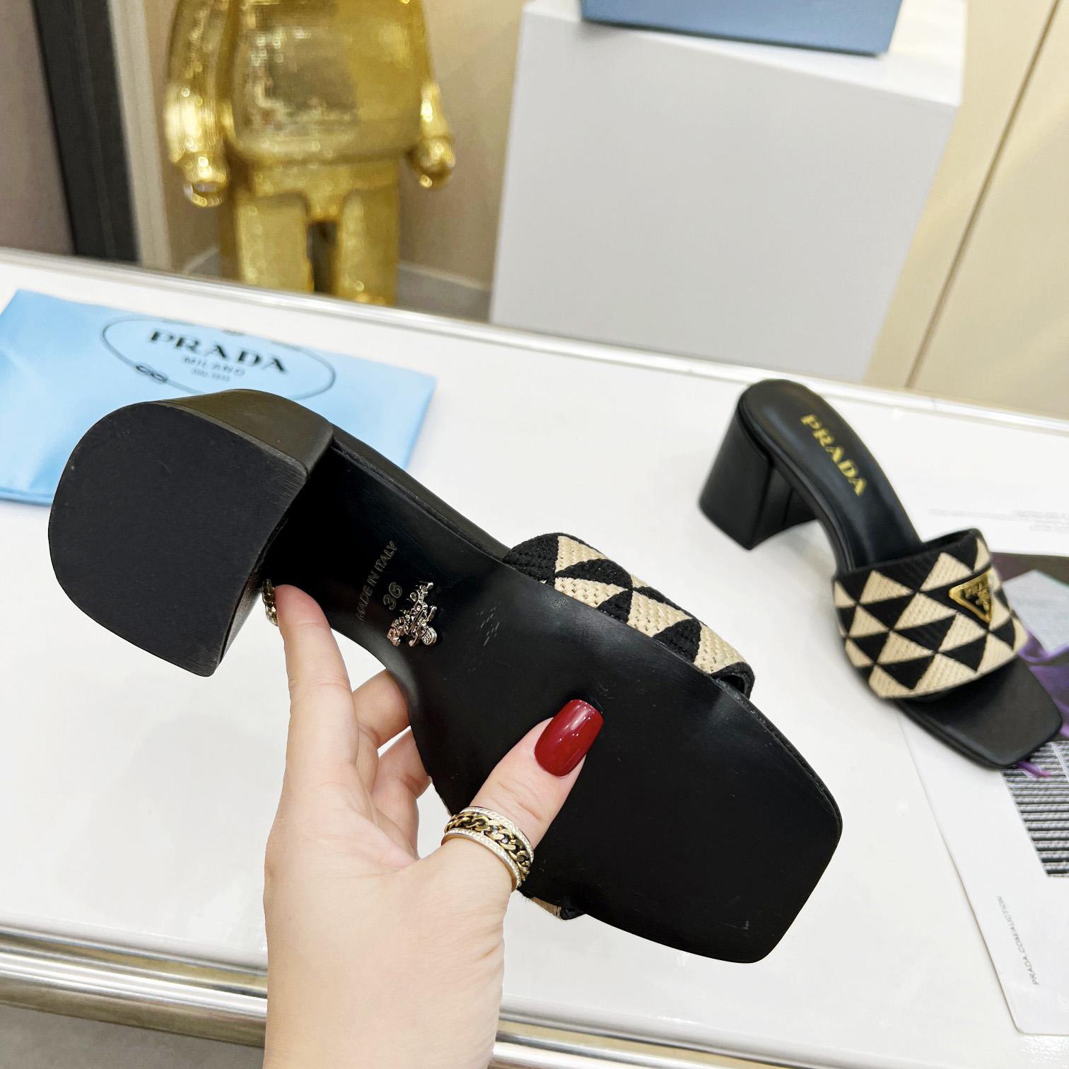 Prada Embroidered Fabric Sandals - FashionPlug