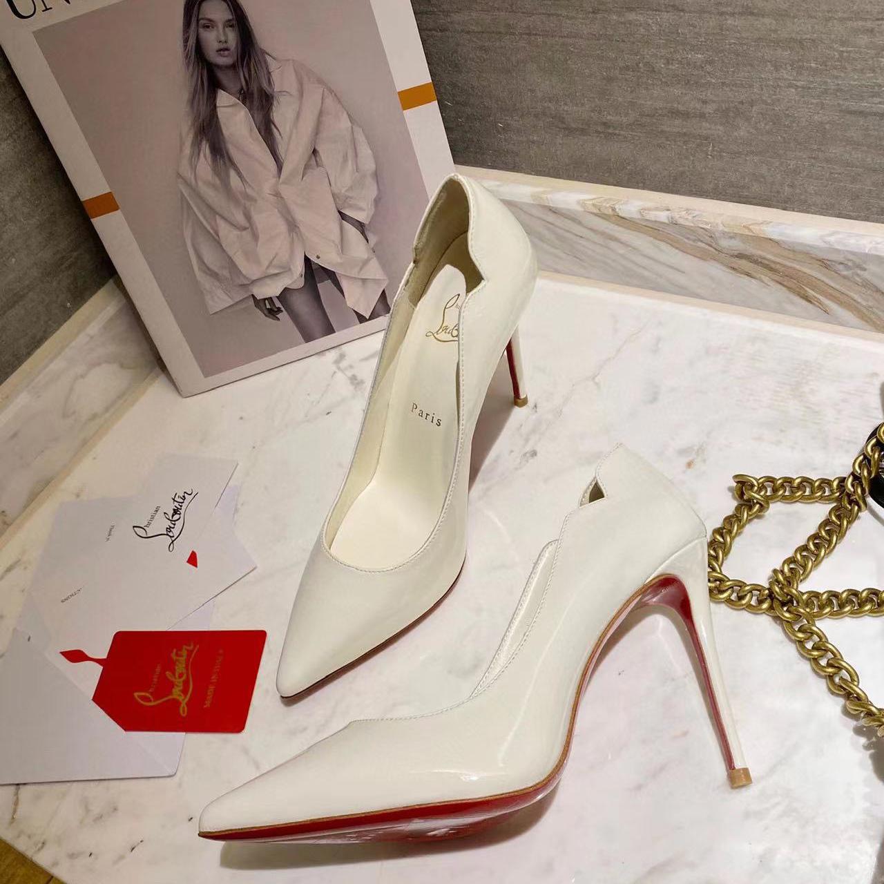Christian Louboutin White Hot Chick 100mm Heels - FashionPlug