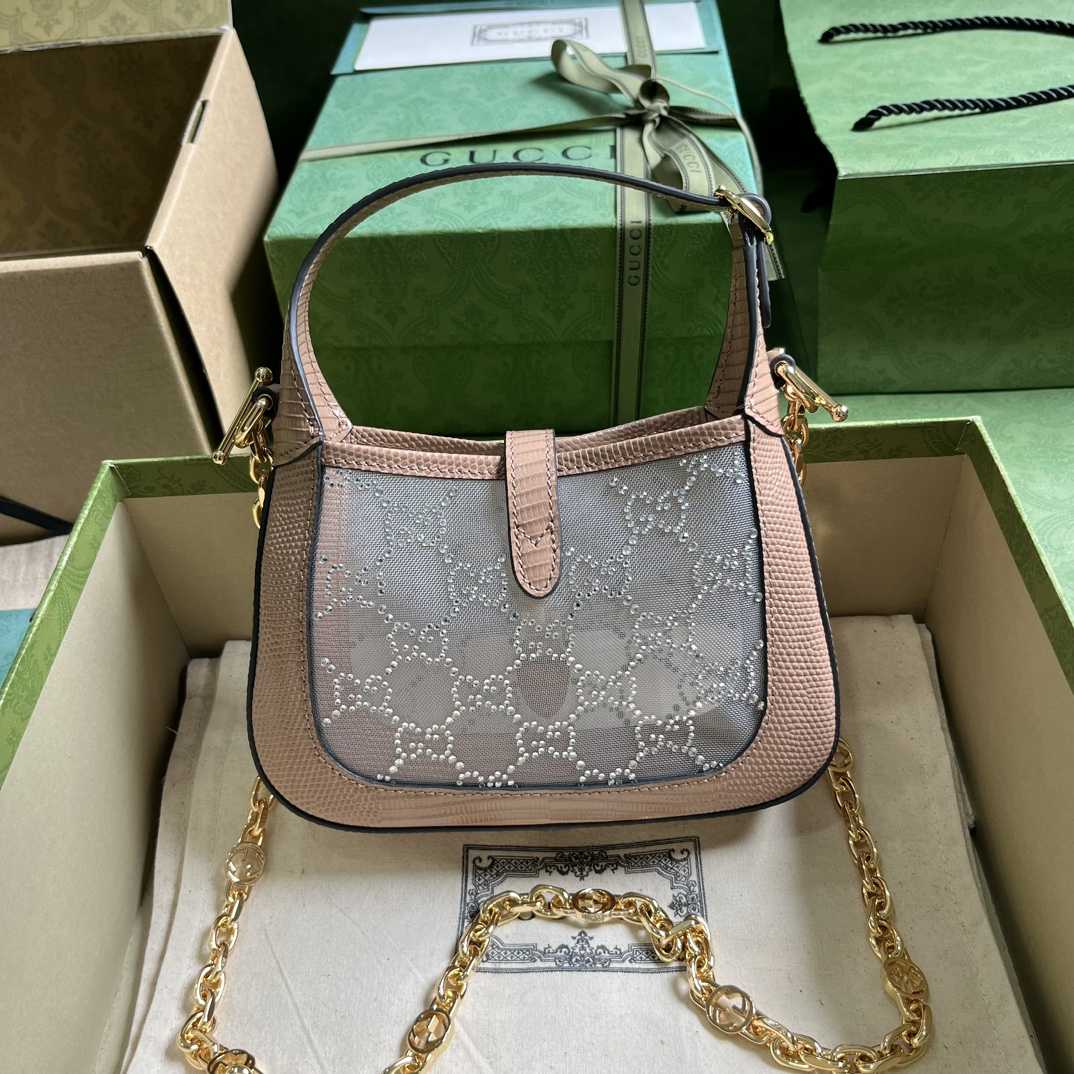 Gucci Jackie 1961 Mini Crystal GG Lizard Bag  (19x13x3cm) - FashionPlug