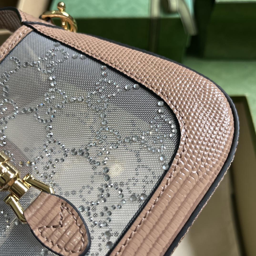Gucci Jackie 1961 Mini Crystal GG Lizard Bag  (19x13x3cm) - FashionPlug
