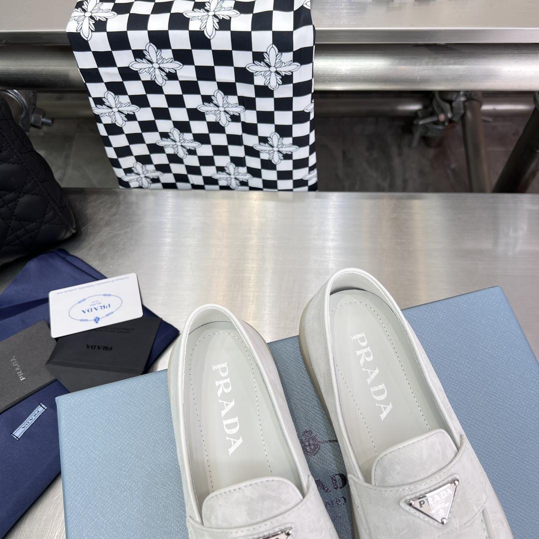 Prada Suede Leather Loafers - FashionPlug