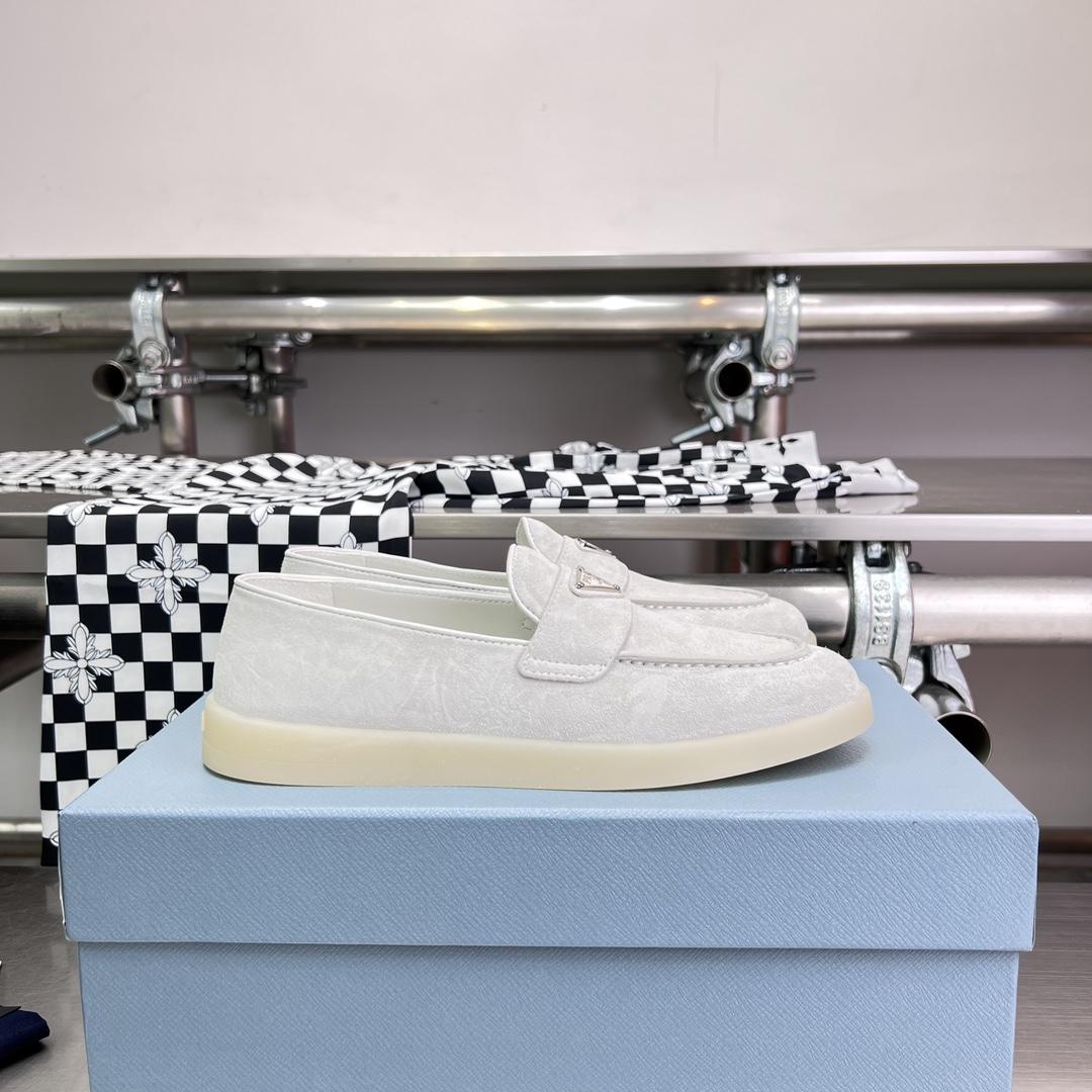 Prada Suede Leather Loafers - FashionPlug