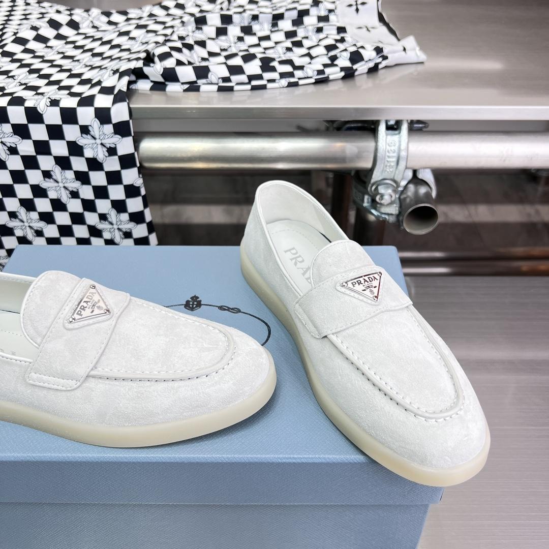Prada Suede Leather Loafers - FashionPlug