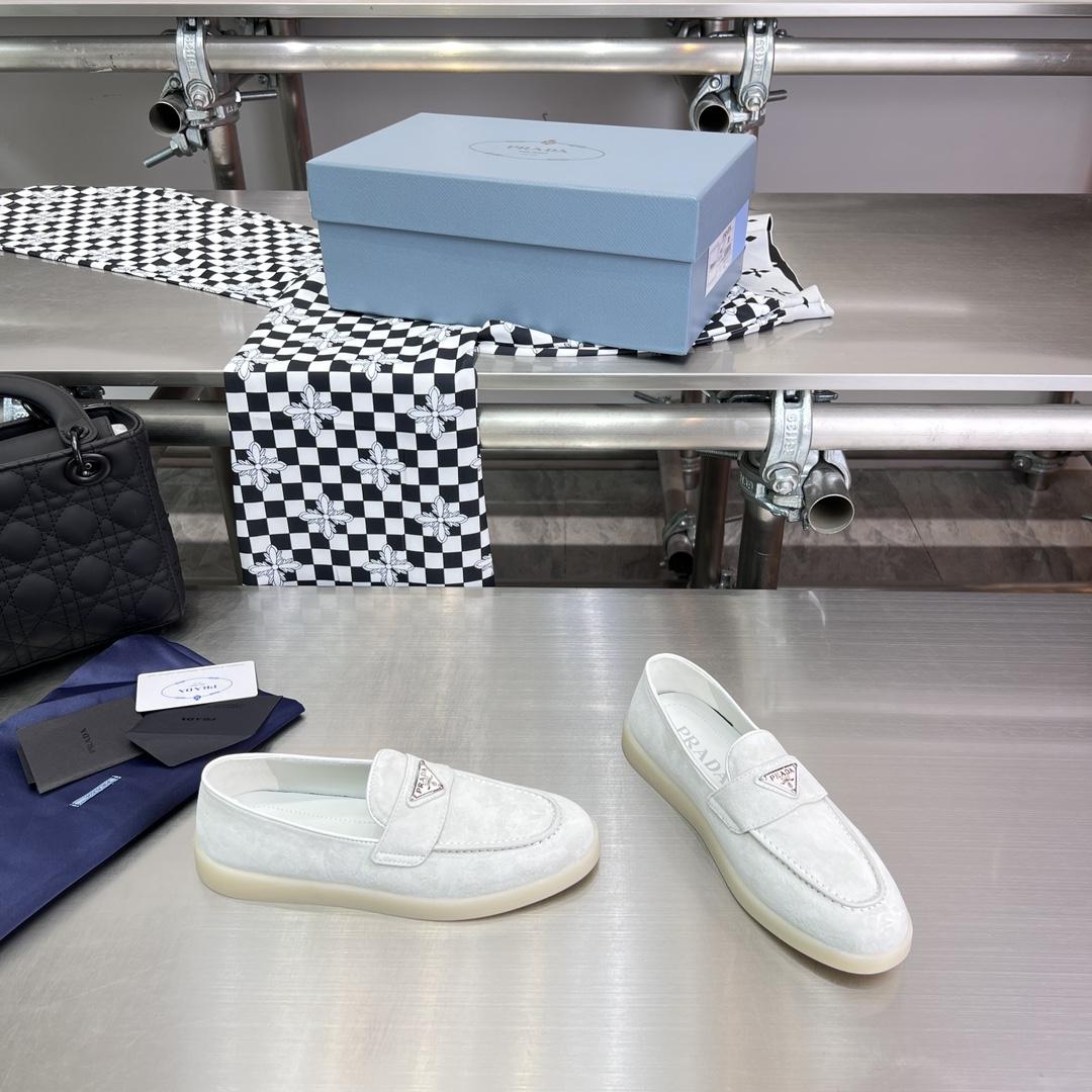 Prada Suede Leather Loafers - FashionPlug