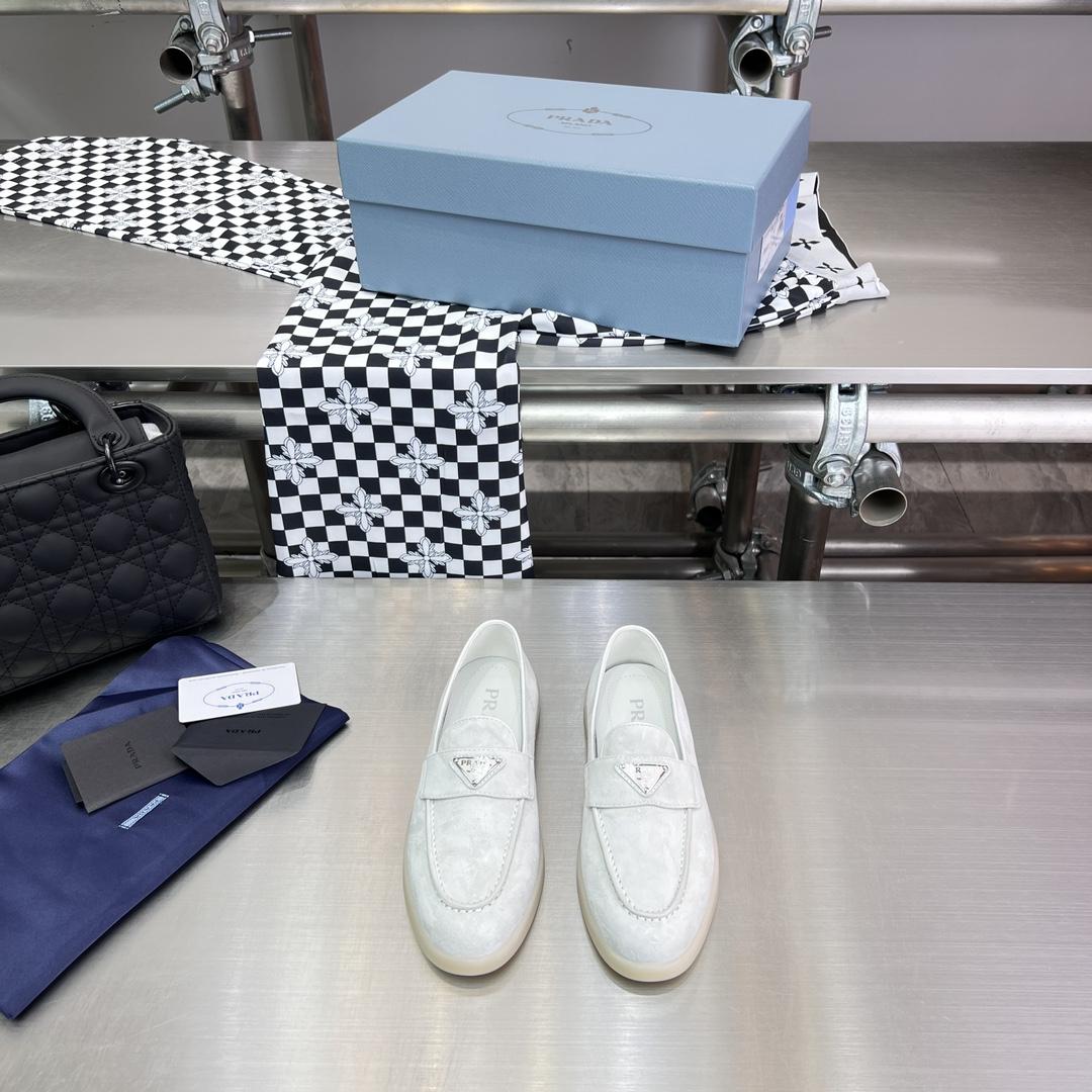 Prada Suede Leather Loafers - FashionPlug