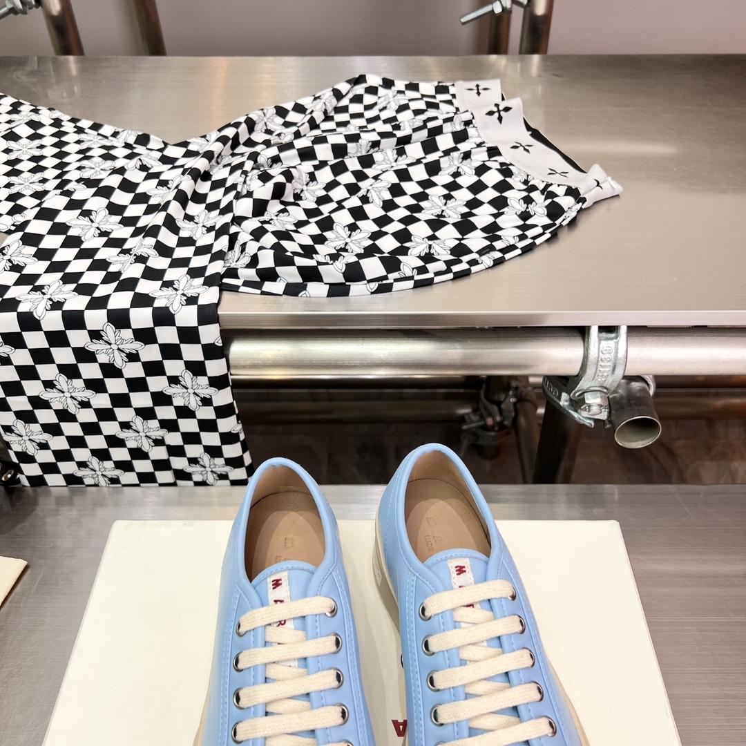 Marni Light blue Nappa Leather Pablo Lace-up Sneaker - FashionPlug
