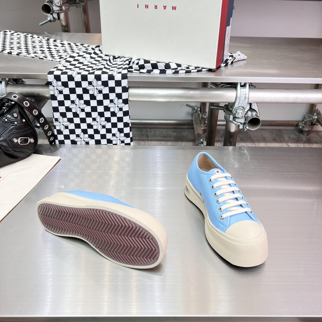 Marni Light blue Nappa Leather Pablo Lace-up Sneaker - FashionPlug
