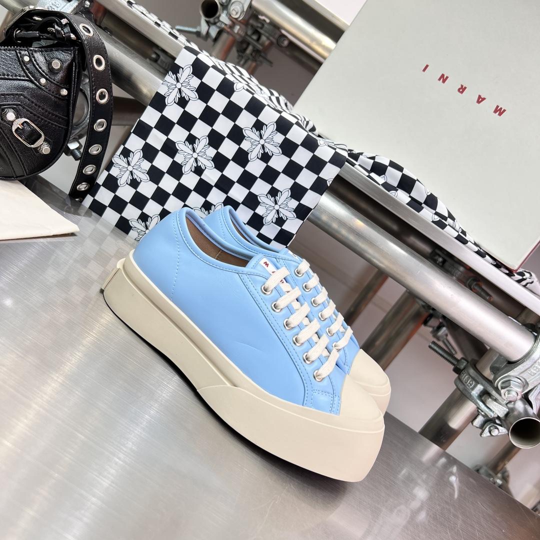 Marni Light blue Nappa Leather Pablo Lace-up Sneaker - FashionPlug