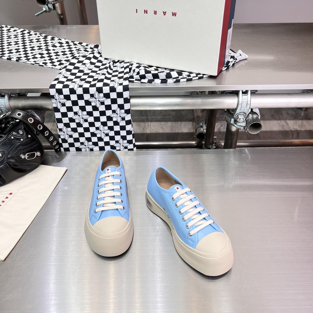 Marni Light blue Nappa Leather Pablo Lace-up Sneaker - FashionPlug