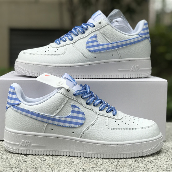 Nike Air Force 1 Low 'Blue Gingham' Sneaker       DZ2784-100 - FashionPlug