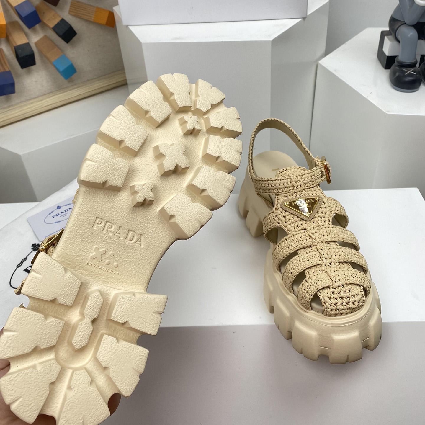 Prada Monolith Crochet Cage Sandals - FashionPlug