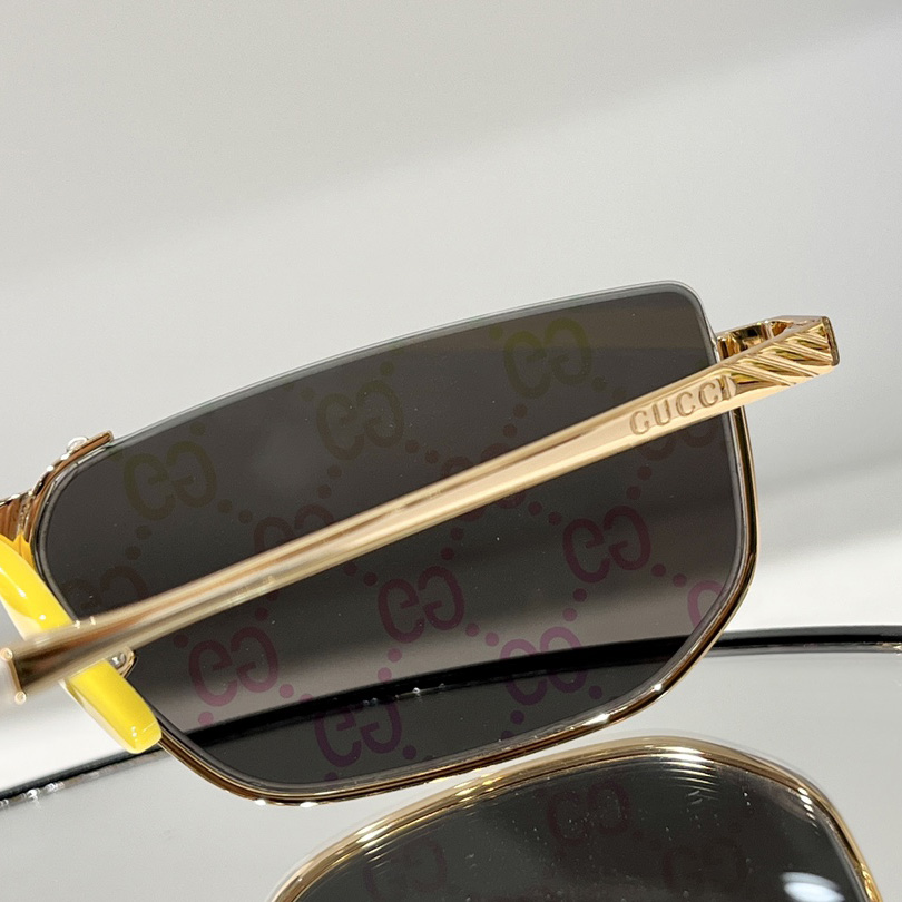 Gucci Rectangle-Frame Gold-Tone Mirrored Sunglasses   GG0627S - FashionPlug