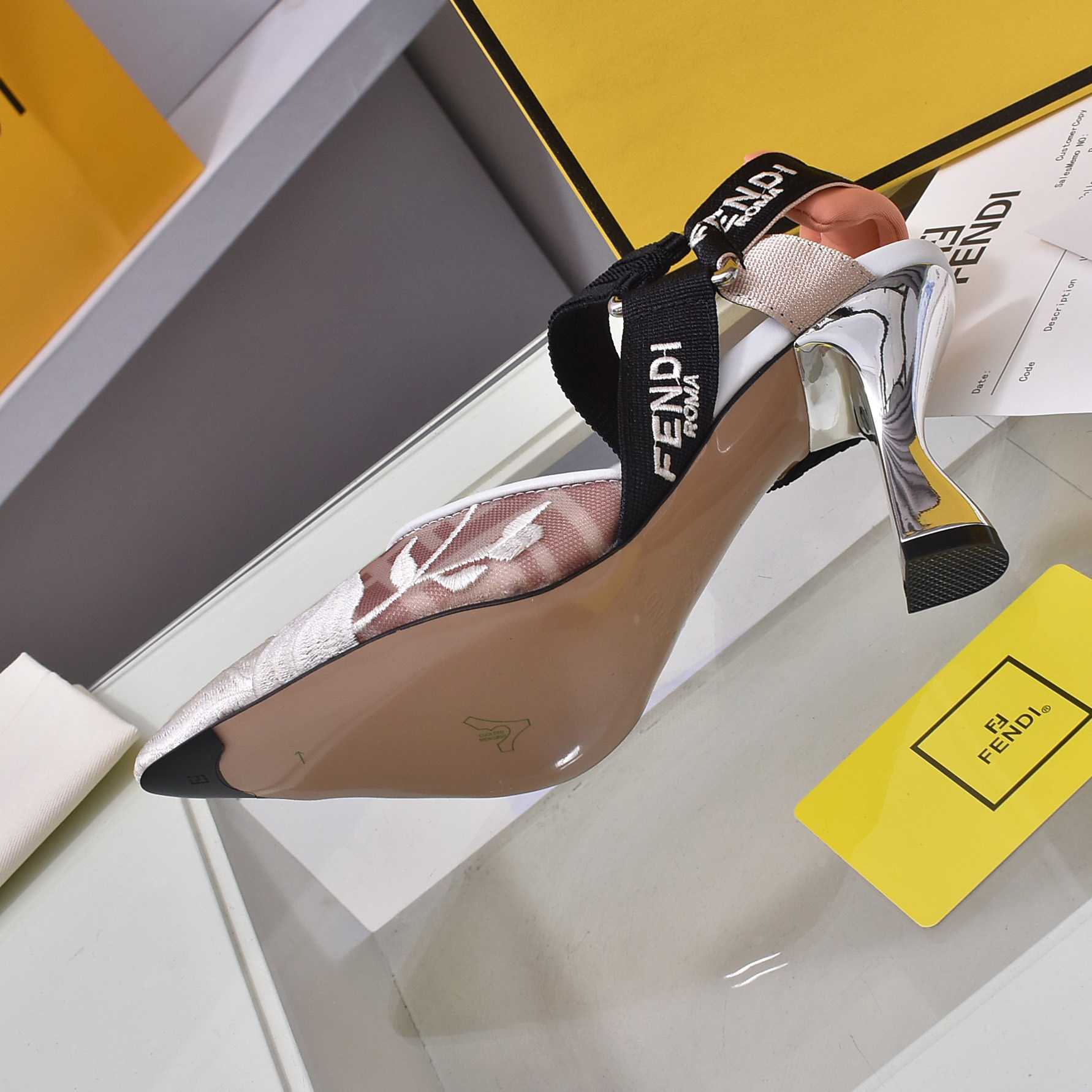 Fendi Colibrì Pink Mesh High-heeled Slingbacks - FashionPlug