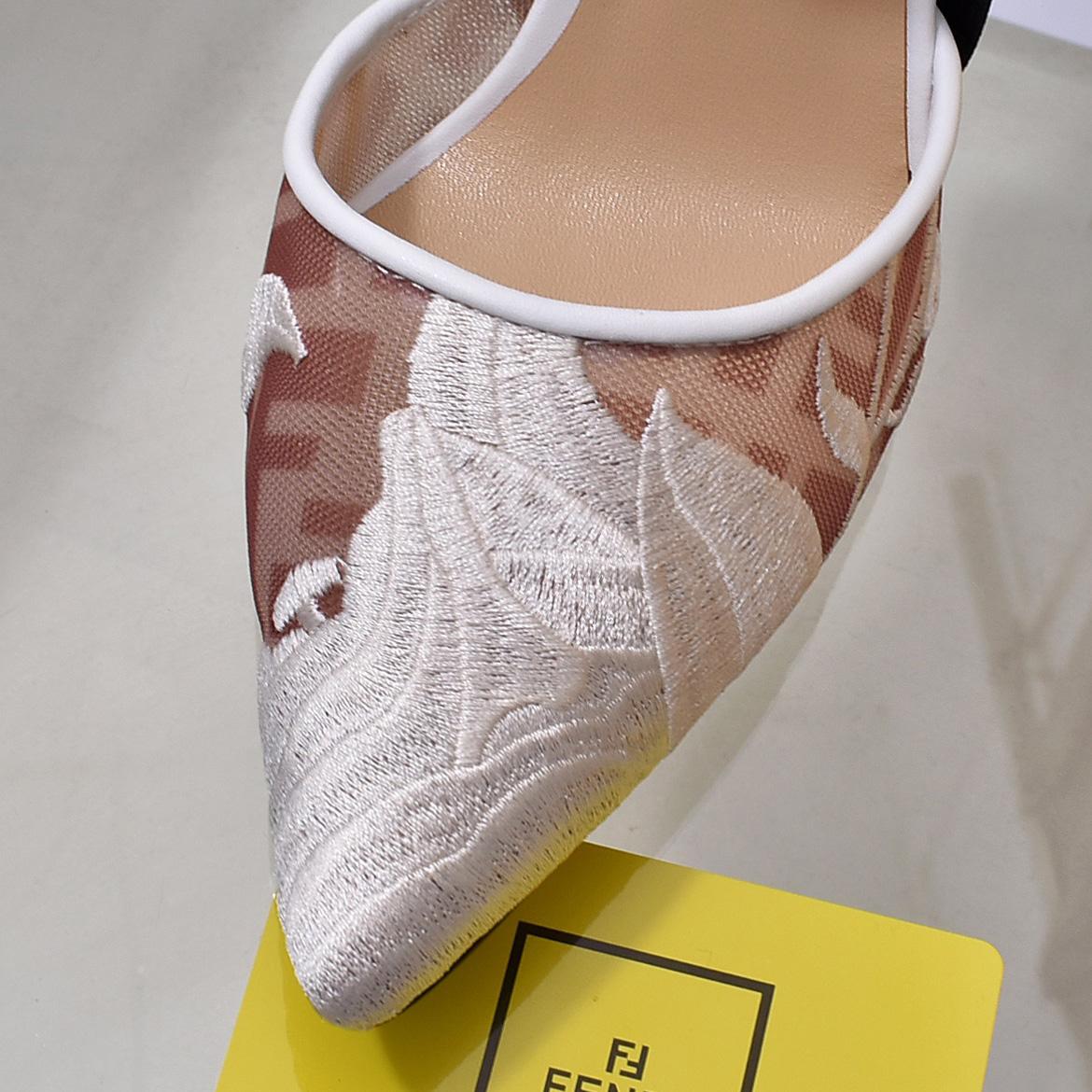 Fendi Colibrì Pink Mesh High-heeled Slingbacks - FashionPlug