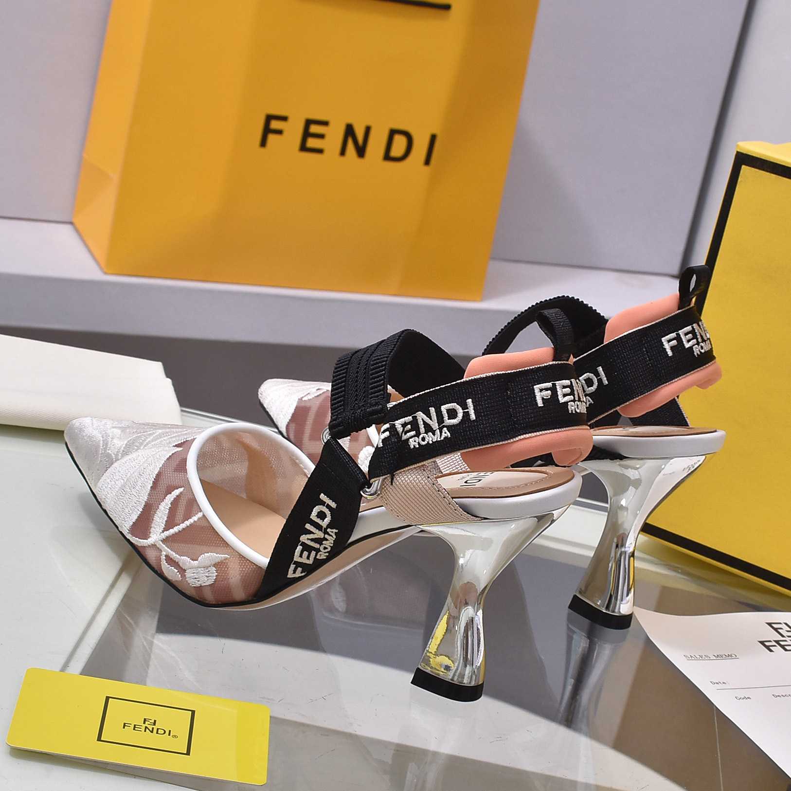 Fendi Colibrì Pink Mesh High-heeled Slingbacks - FashionPlug