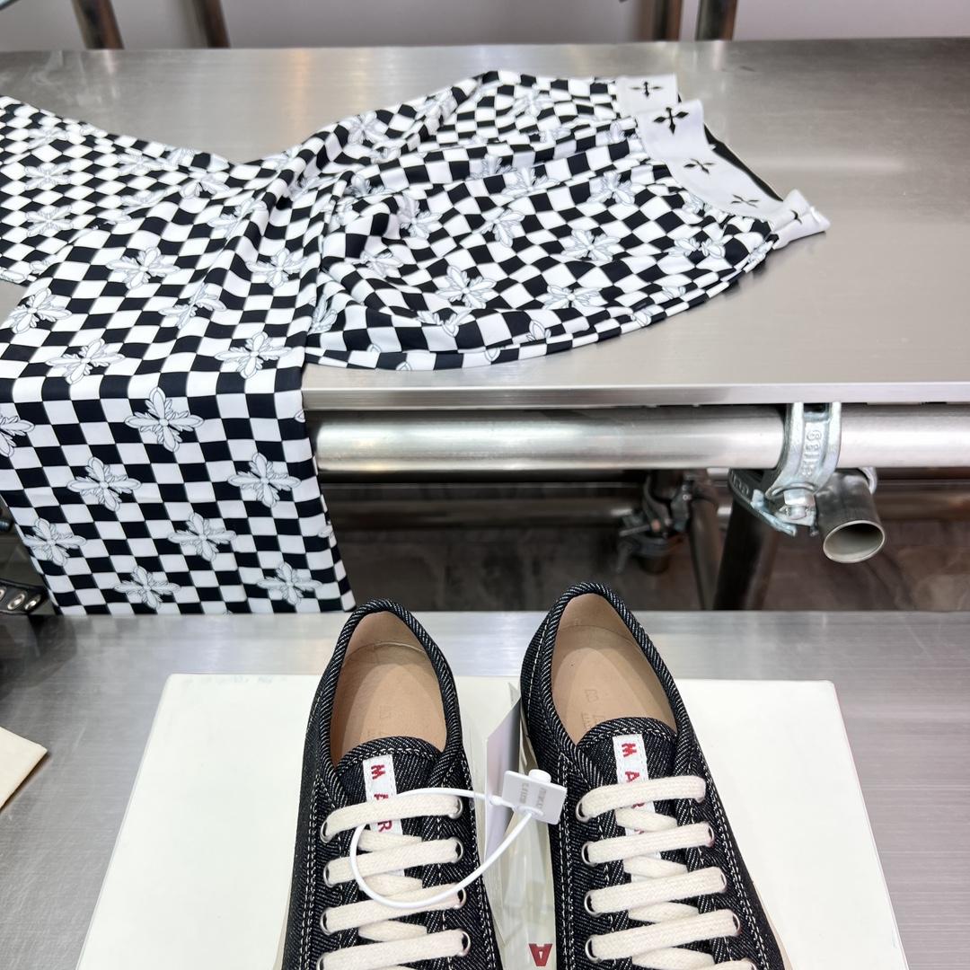 Marni Black Denim Pablo Lace-up Sneaker - FashionPlug