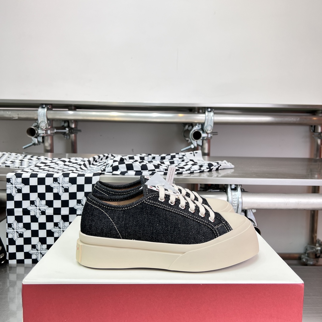 Marni Black Denim Pablo Lace-up Sneaker - FashionPlug