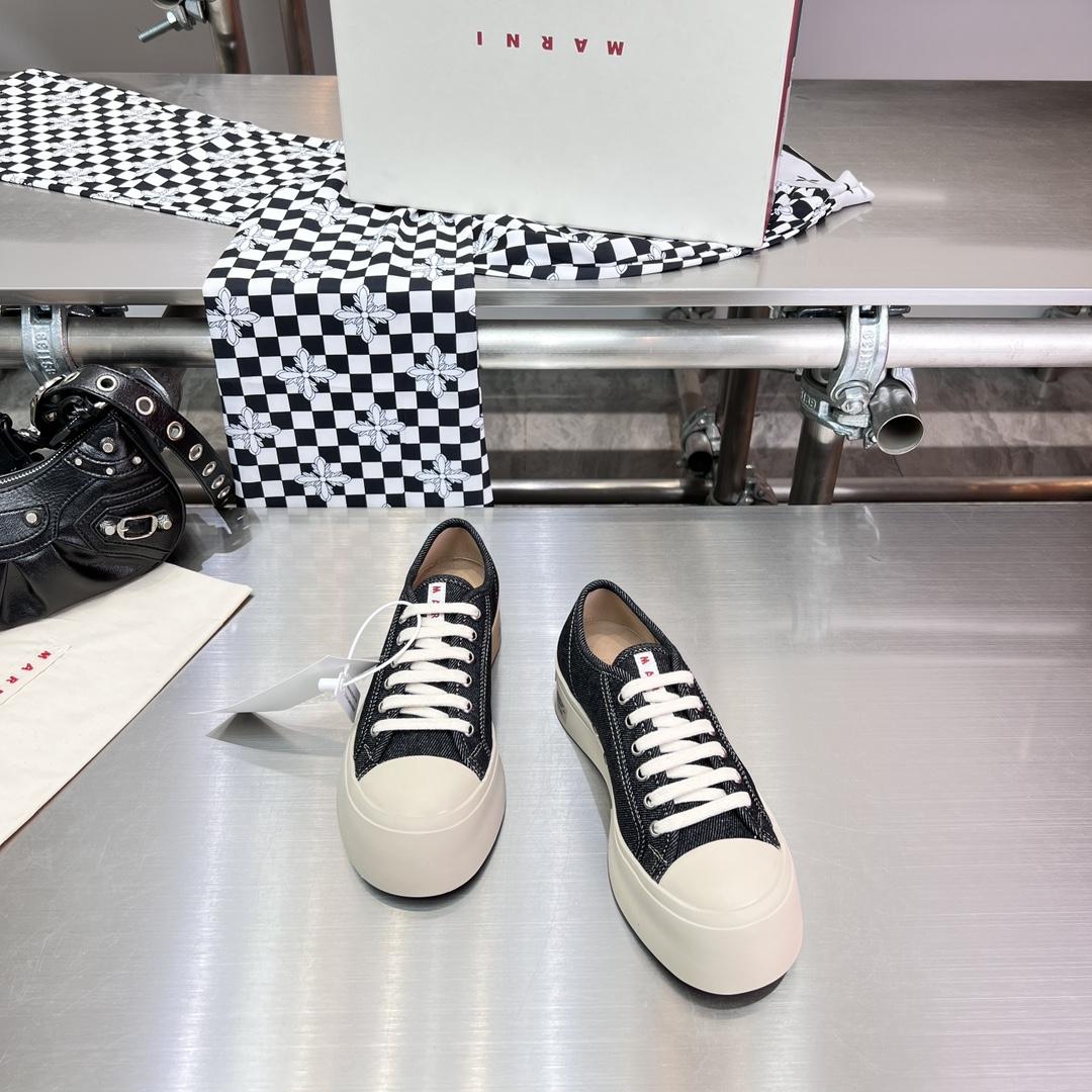 Marni Black Denim Pablo Lace-up Sneaker - FashionPlug