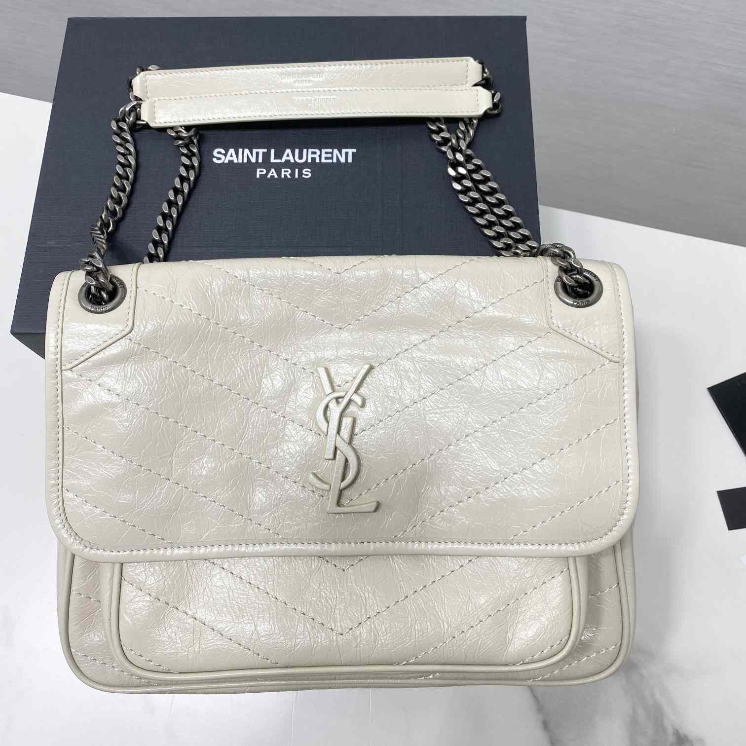 Saint Laurent Niki Medium Chain Bag In Crinkled Vintage Leather  - FashionPlug