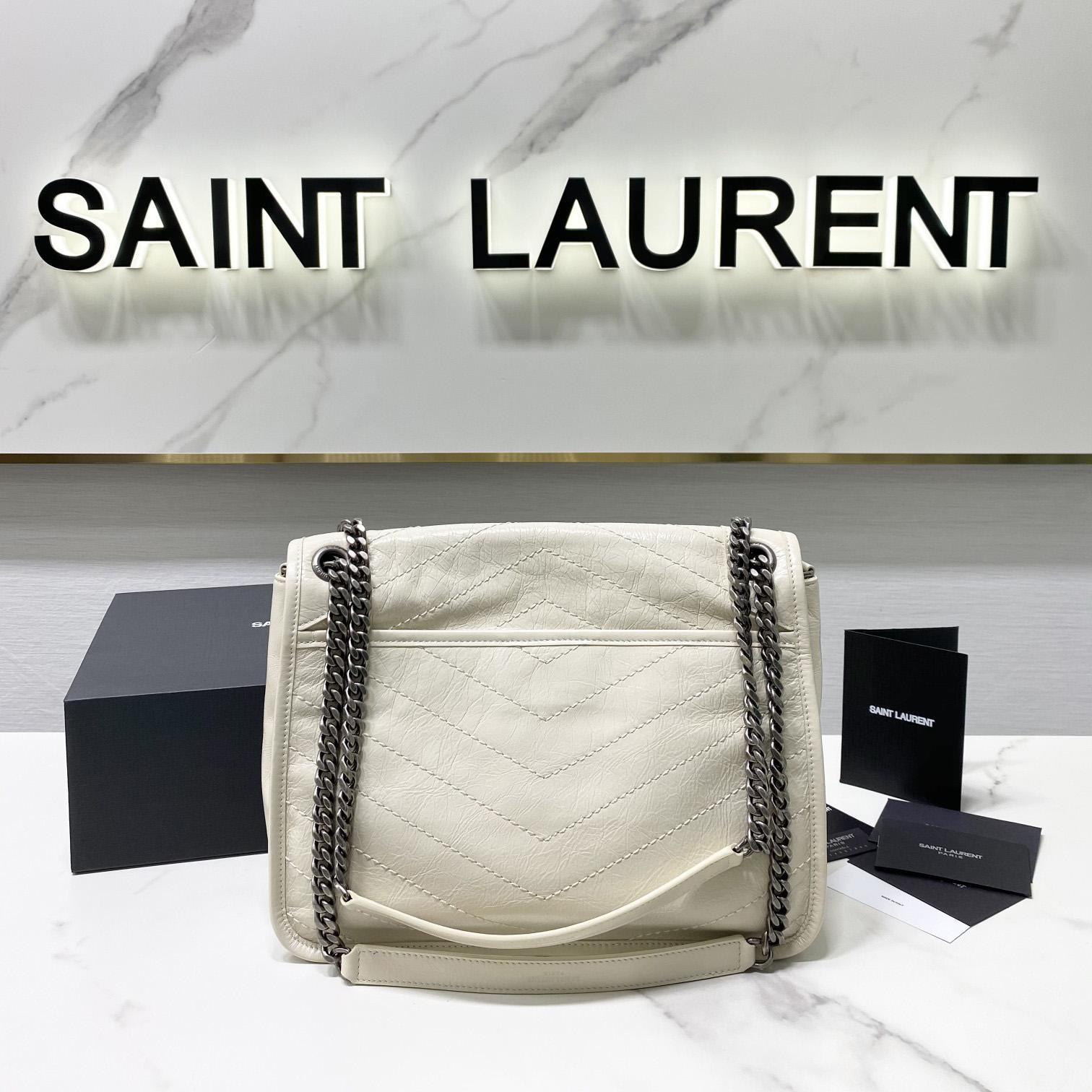 Saint Laurent Niki Medium Chain Bag In Crinkled Vintage Leather  - FashionPlug
