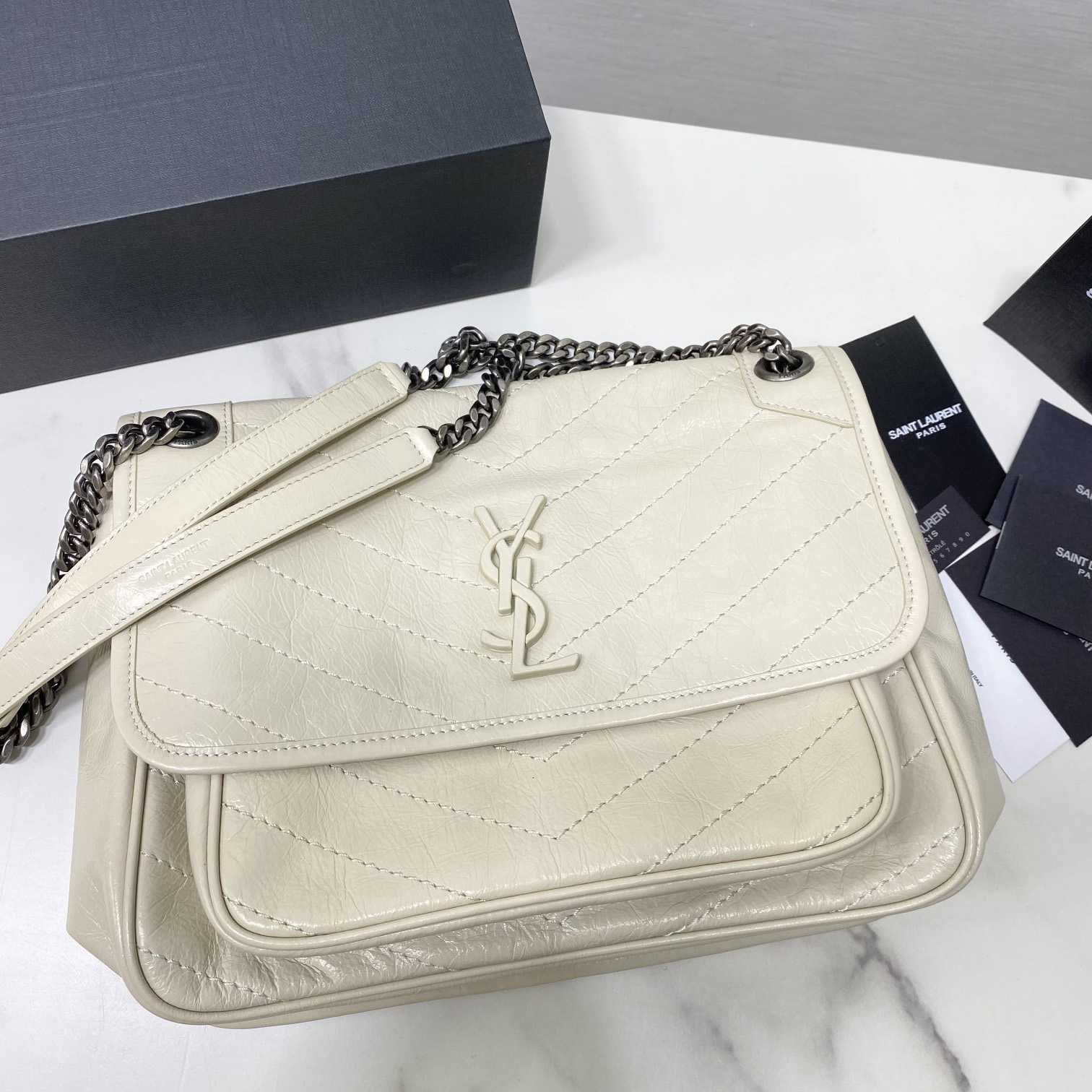 Saint Laurent Niki Medium Chain Bag In Crinkled Vintage Leather  - FashionPlug
