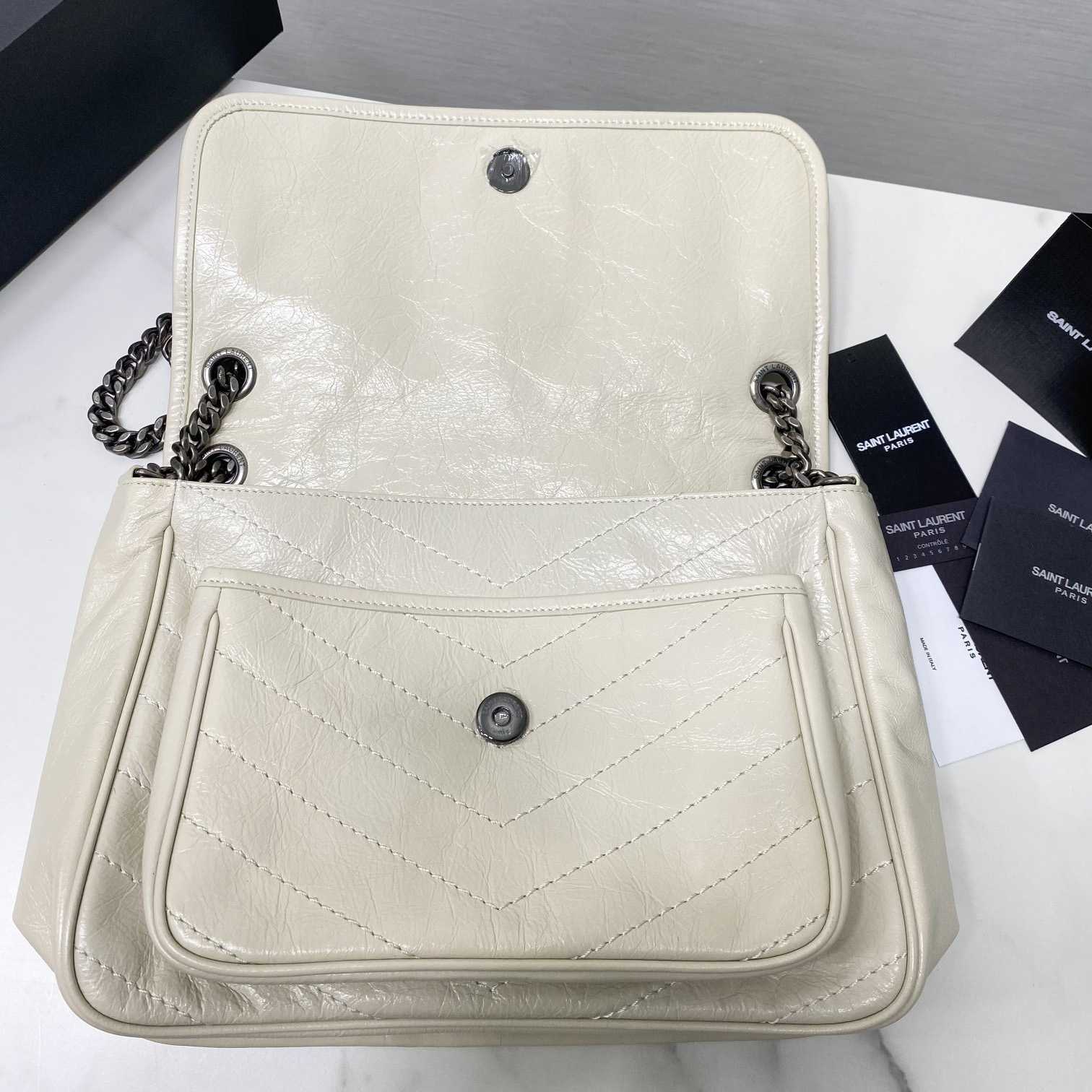 Saint Laurent Niki Medium Chain Bag In Crinkled Vintage Leather  - FashionPlug