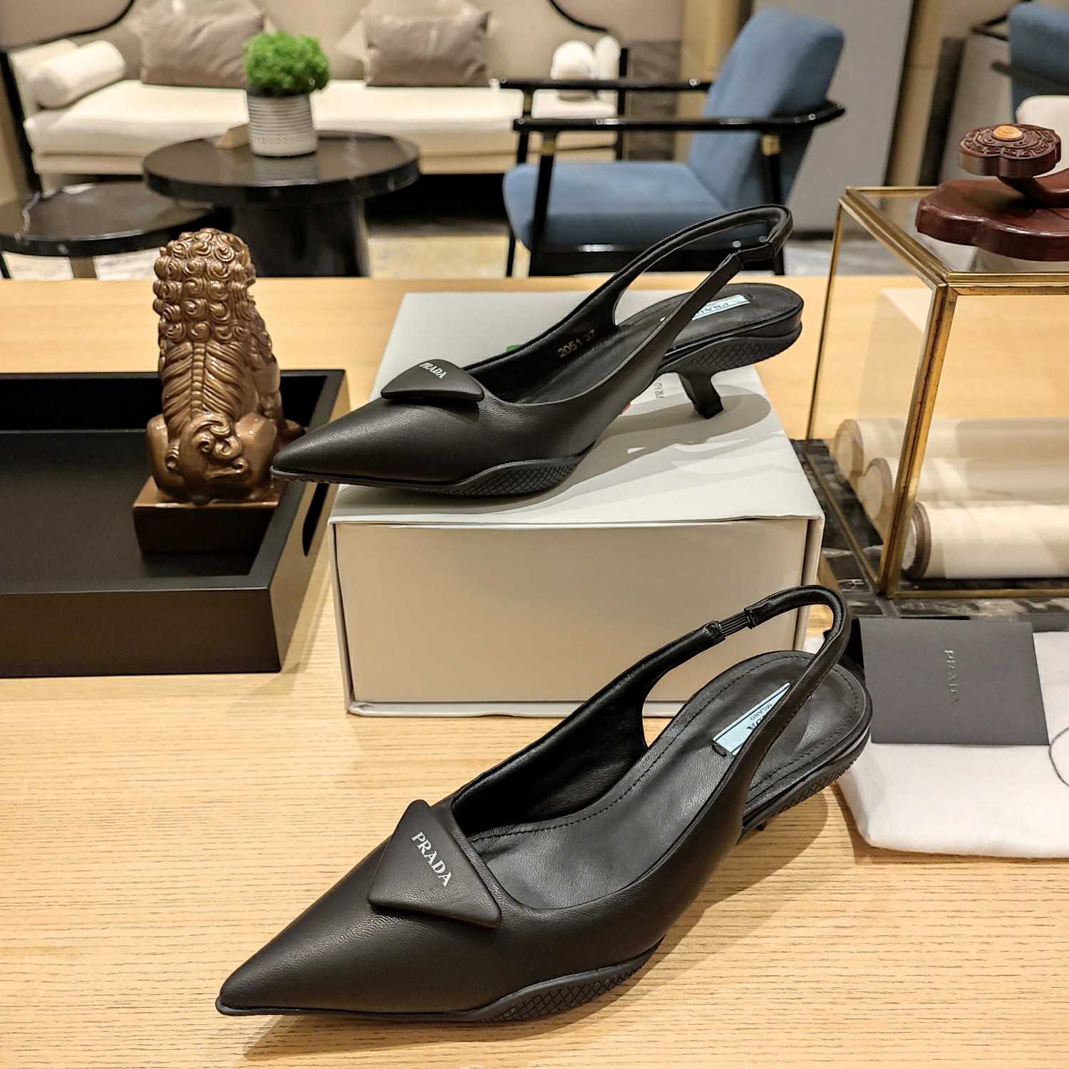 Prada Soft padded Leather Slingback Pumps - FashionPlug