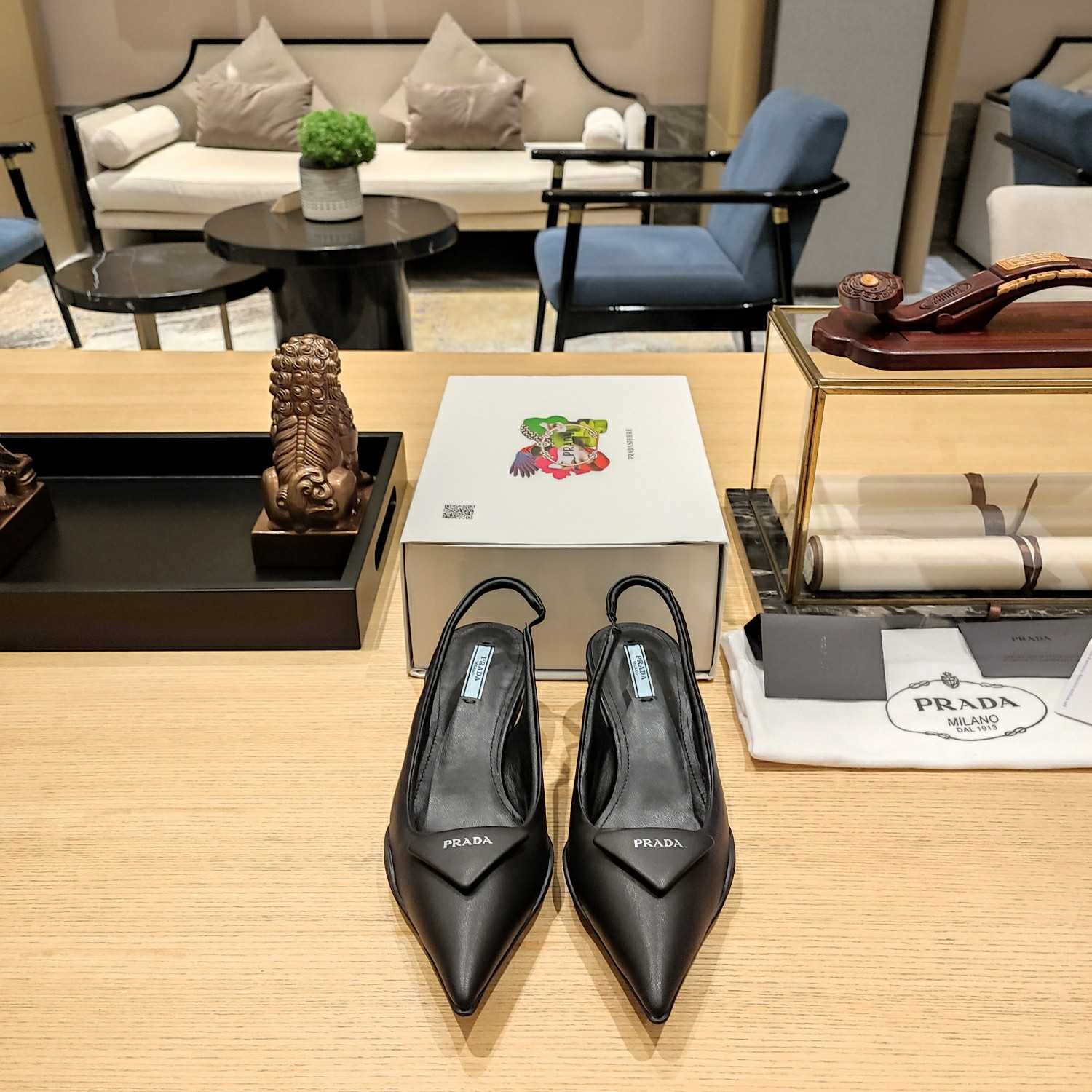 Prada Soft padded Leather Slingback Pumps - FashionPlug