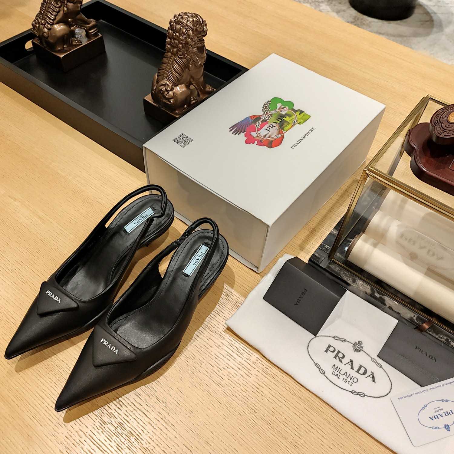 Prada Soft padded Leather Slingback Pumps - FashionPlug