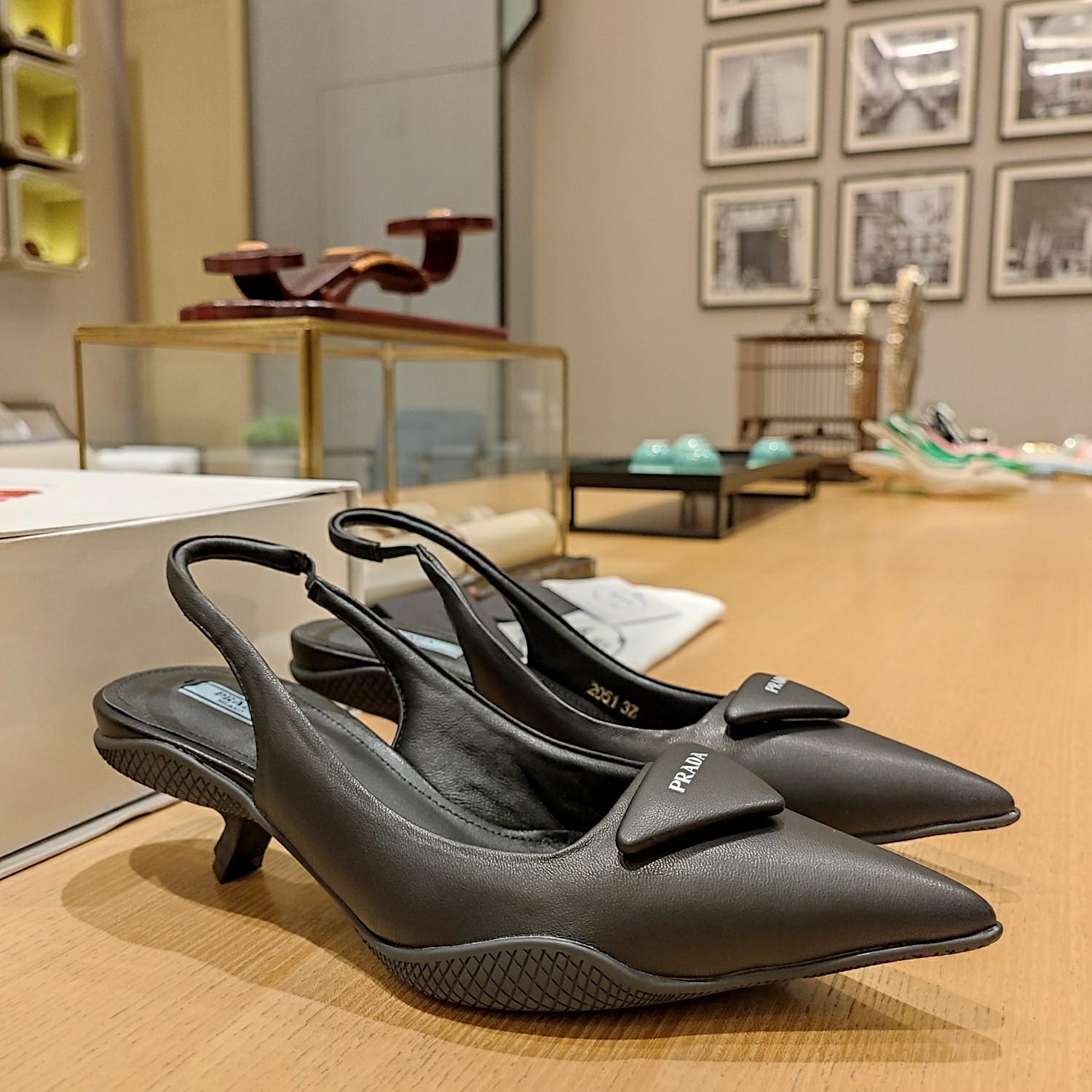 Prada Soft padded Leather Slingback Pumps - FashionPlug