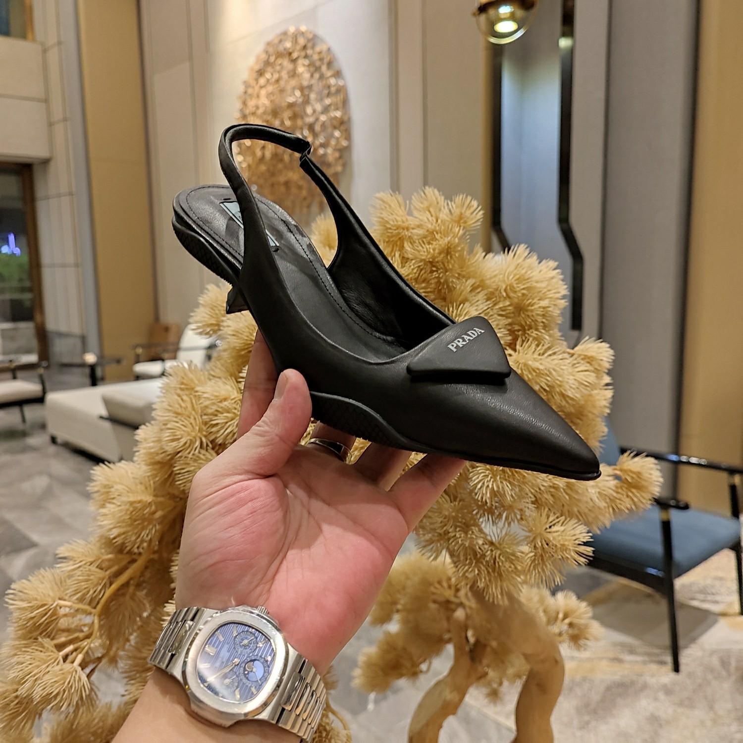 Prada Soft padded Leather Slingback Pumps - FashionPlug