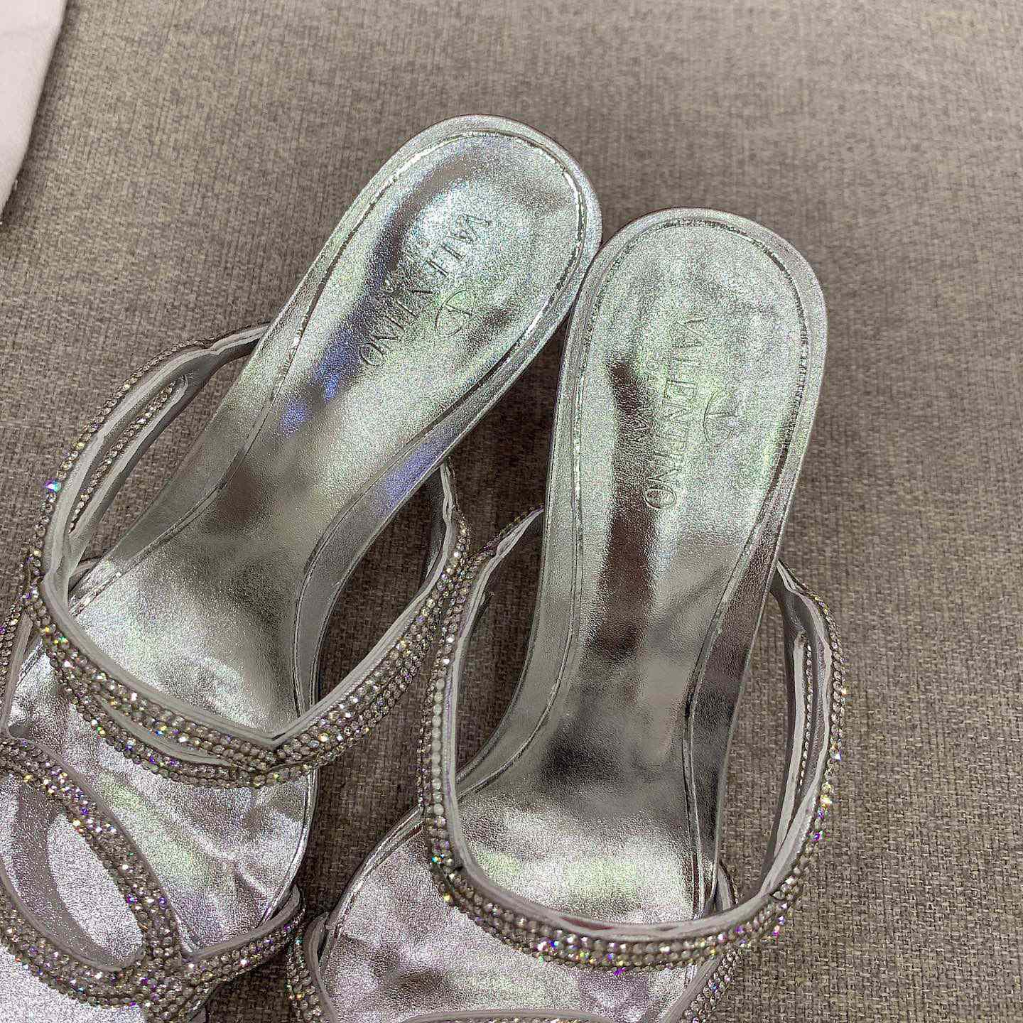 Valenti Garavani Chain 1967 Slide Sandal With Crystals  80mm - FashionPlug