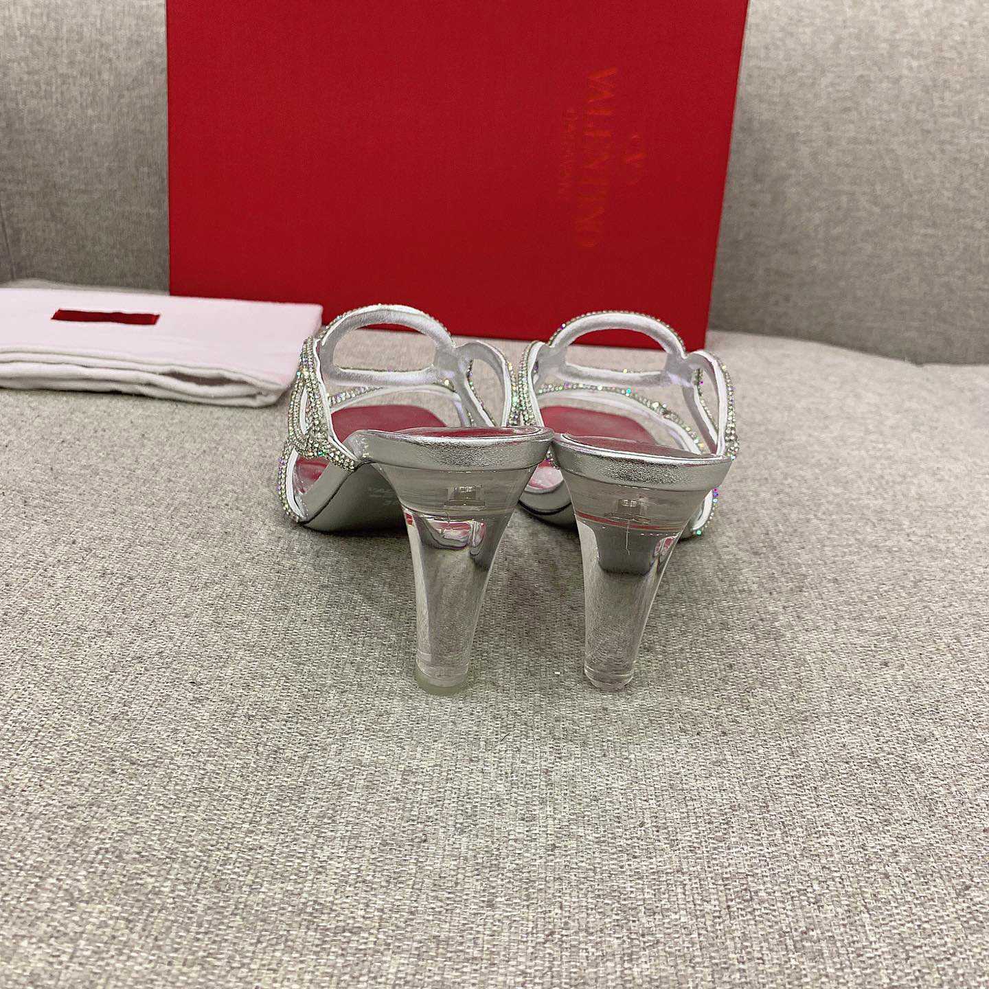 Valenti Garavani Chain 1967 Slide Sandal With Crystals  80mm - FashionPlug