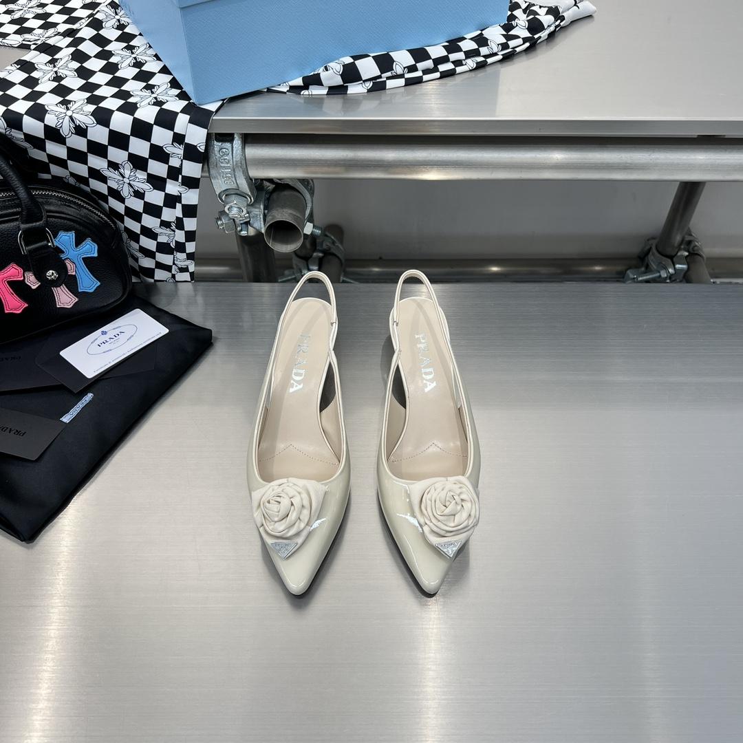 Prada 55mm Flower-appliqué Slingback Pumps - FashionPlug
