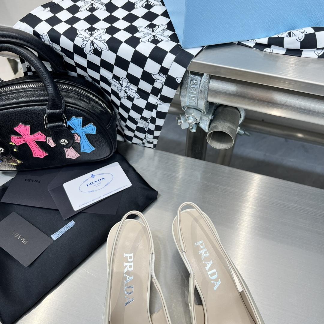 Prada 55mm Flower-appliqué Slingback Pumps - FashionPlug