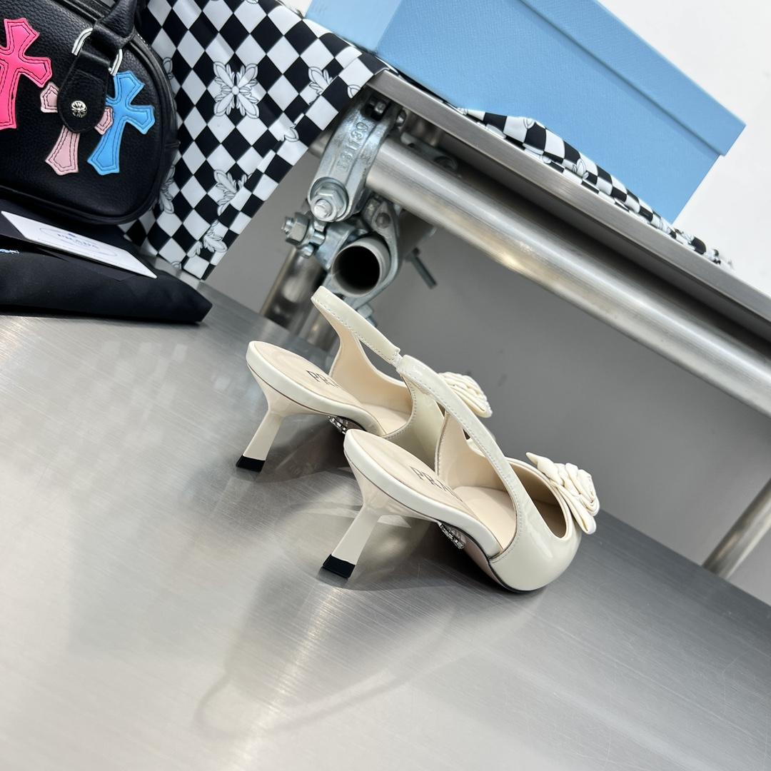 Prada 55mm Flower-appliqué Slingback Pumps - FashionPlug