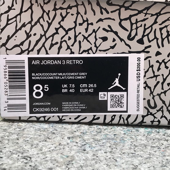 Air Jordan 3 WMNS “Off Noir” Sneakers   CK9246-001  - FashionPlug