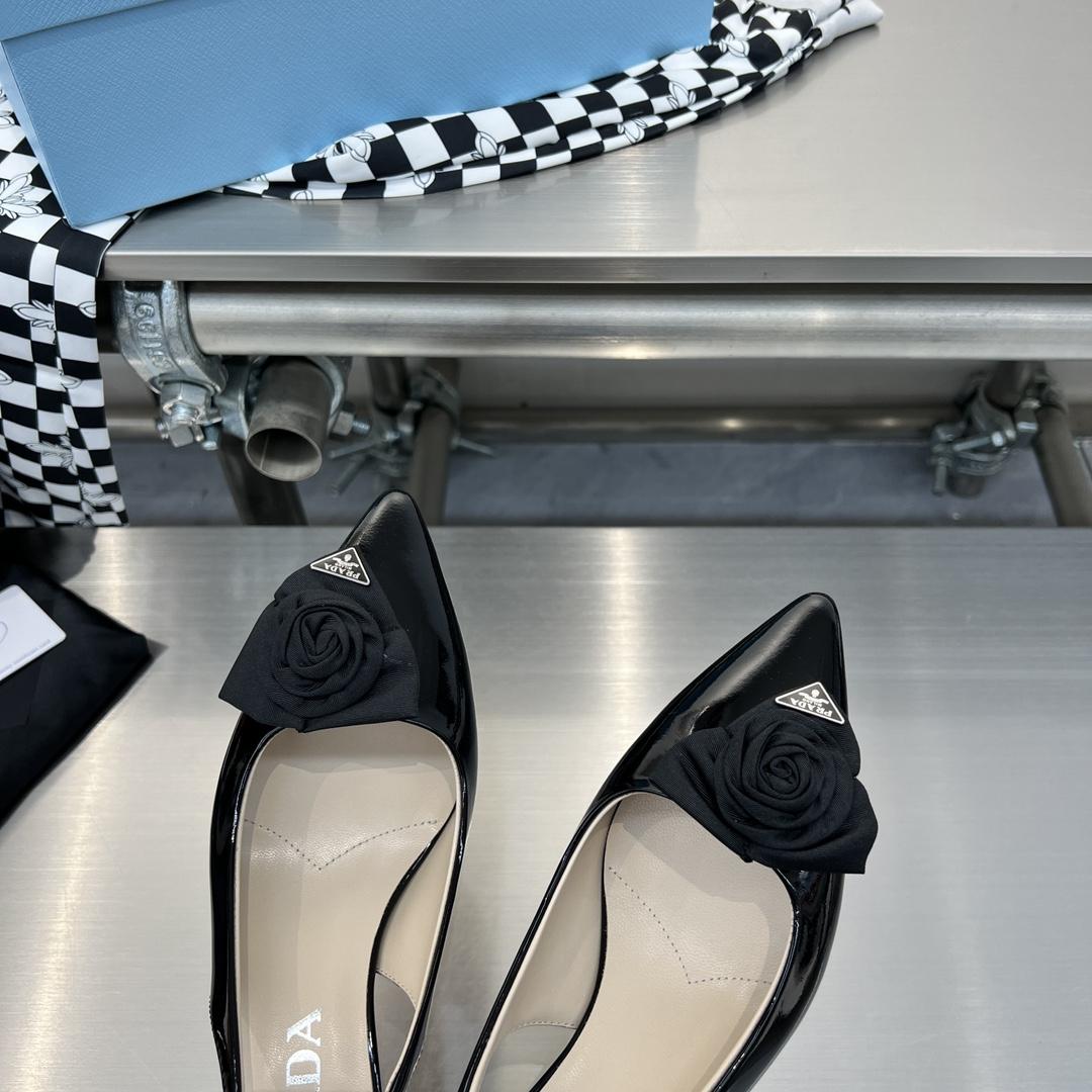 Prada 55mm Flower-appliqué Slingback Pumps - FashionPlug
