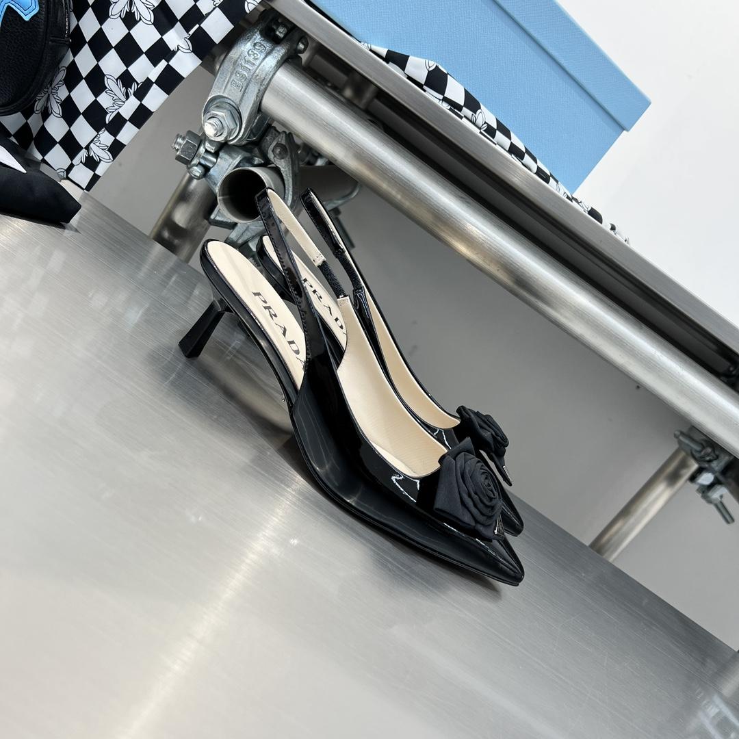 Prada 55mm Flower-appliqué Slingback Pumps - FashionPlug