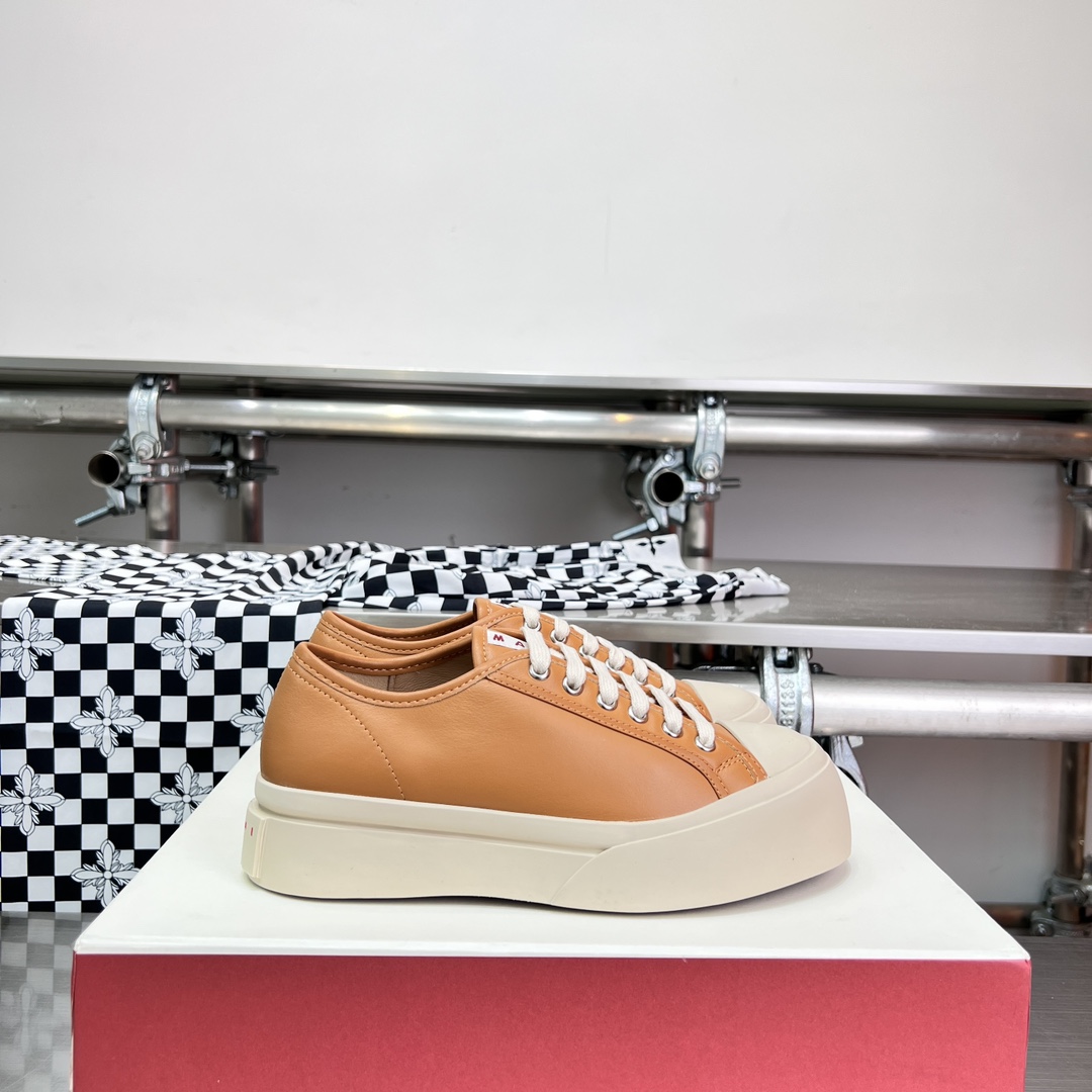 Marni Brown nappa Leather Pablo Lace-up Sneaker - FashionPlug