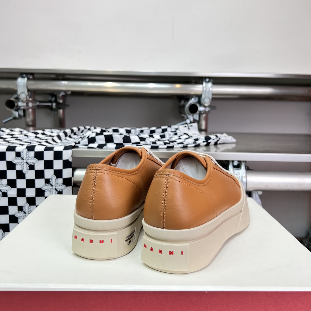 Marni Brown nappa Leather Pablo Lace-up Sneaker - FashionPlug