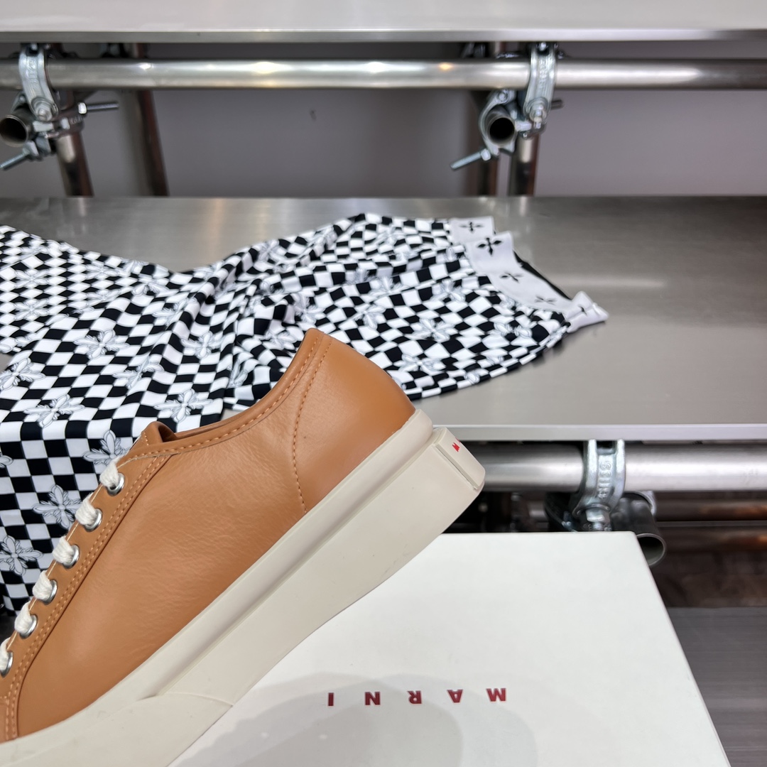 Marni Brown nappa Leather Pablo Lace-up Sneaker - FashionPlug