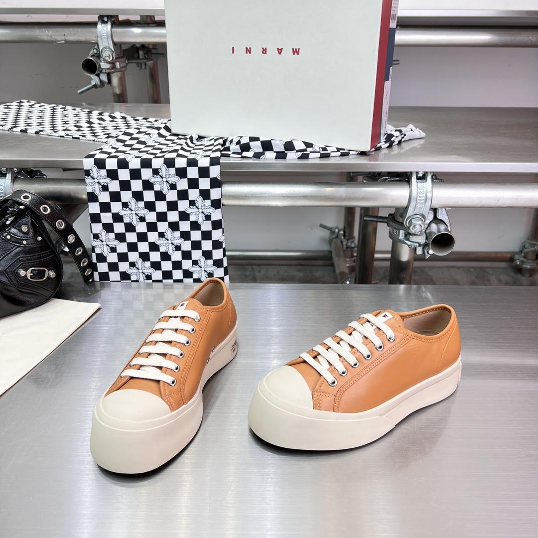 Marni Brown nappa Leather Pablo Lace-up Sneaker - FashionPlug