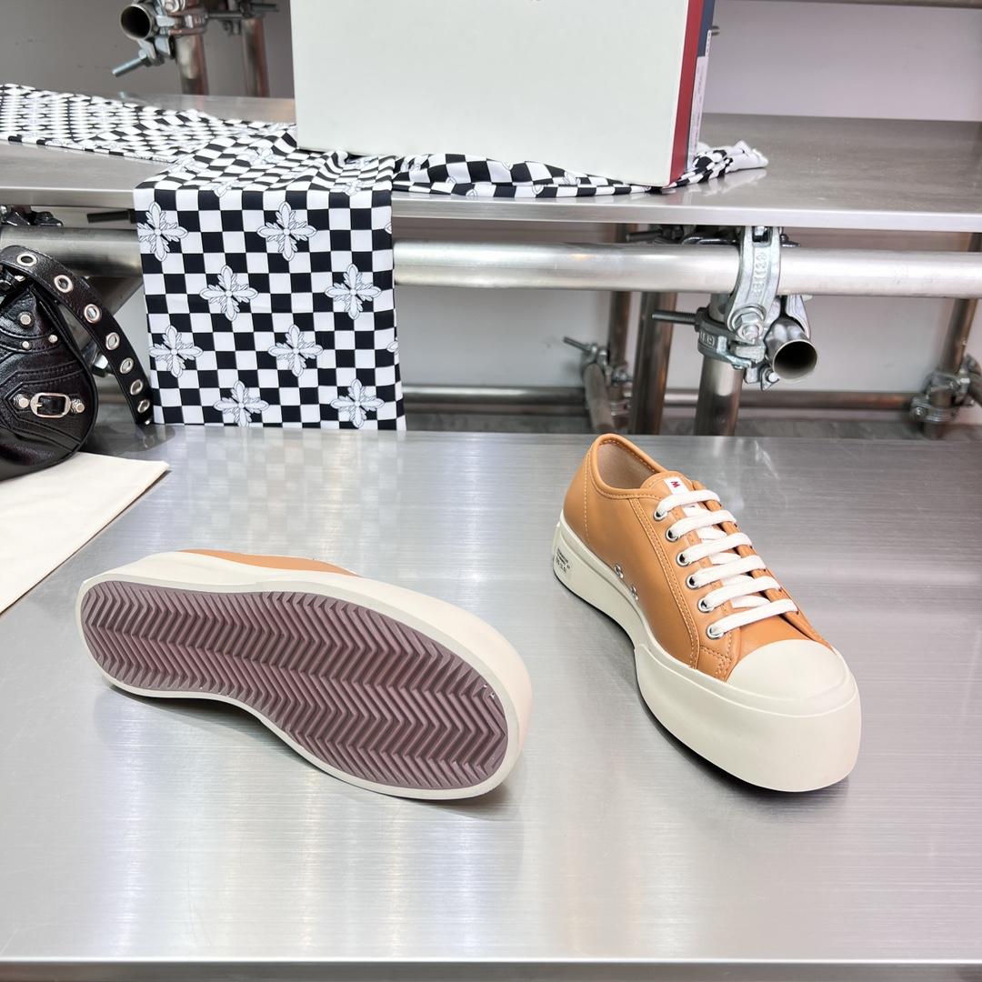 Marni Brown nappa Leather Pablo Lace-up Sneaker - FashionPlug