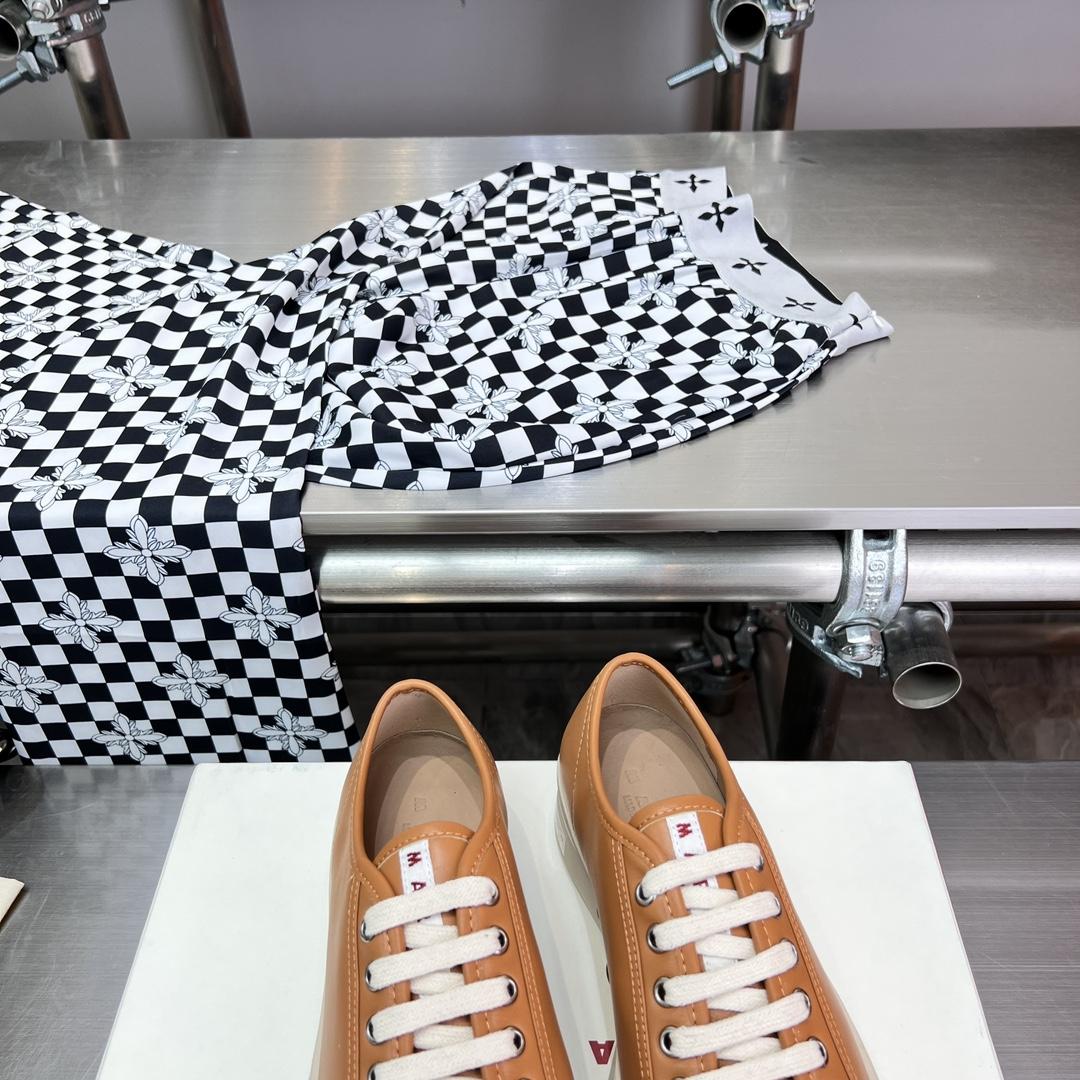 Marni Brown nappa Leather Pablo Lace-up Sneaker - FashionPlug