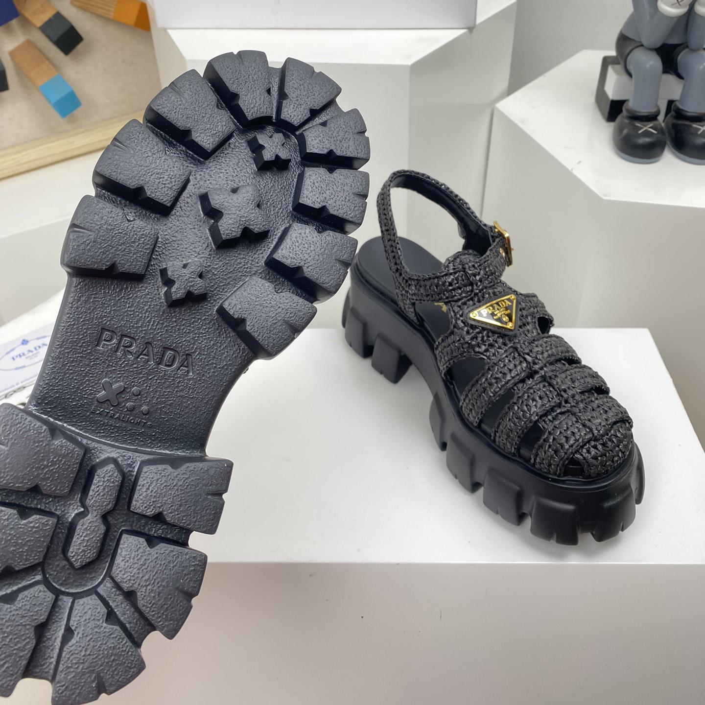 Prada Monolith Crochet Cage Sandals - FashionPlug